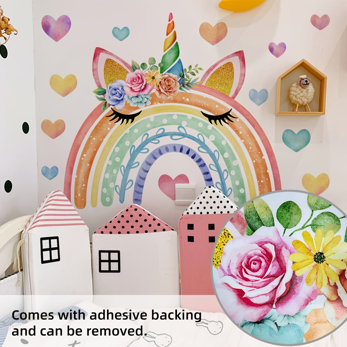 Lot de deux stickers muraux licorne arc-en-ciel - Topdecheztop.fr