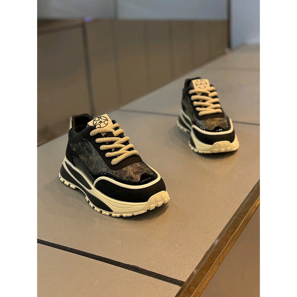 Chaussures rétro Daddy Shoes pour homme, semelle épaisse et résistante à l'usure