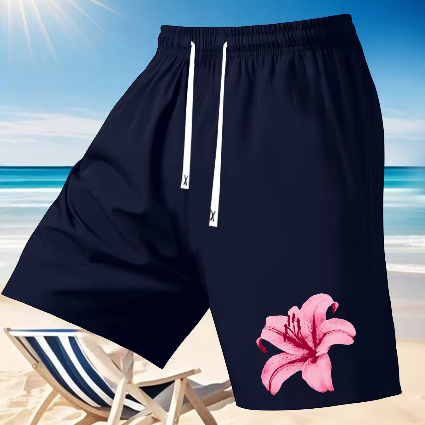 Short de plage décontracté d'été pour homme à imprimé floral