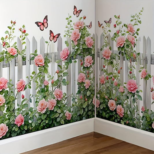 Magnifiques stickers muraux papillons et fleurs roses, autocollants décoratifs