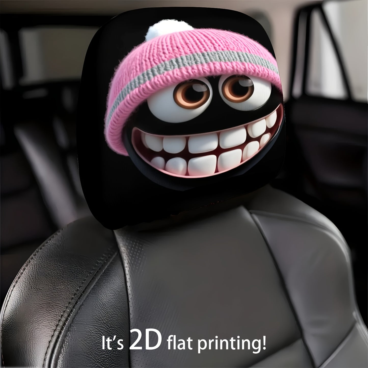 Lot de 2 housses de siège auto noires à motif tête