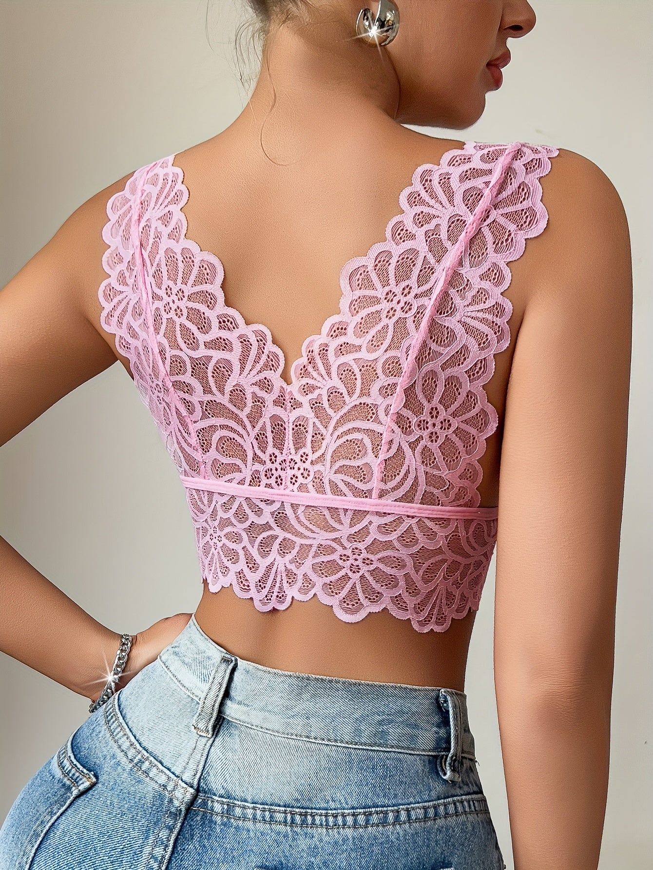 Soutien-gorge dos nu en dentelle florale pour femme