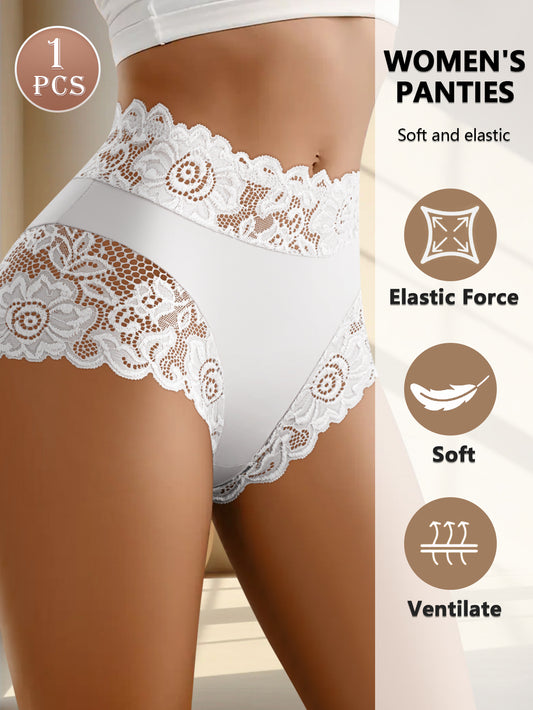 Culotte une pièce sexy à bordure en dentelle - Culotte taille haute