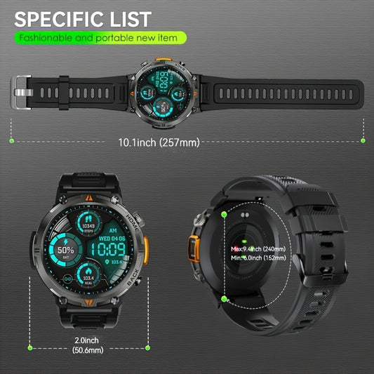 Montre connectée  pour homme avec écran TFT 360p, écran 3,68 cm