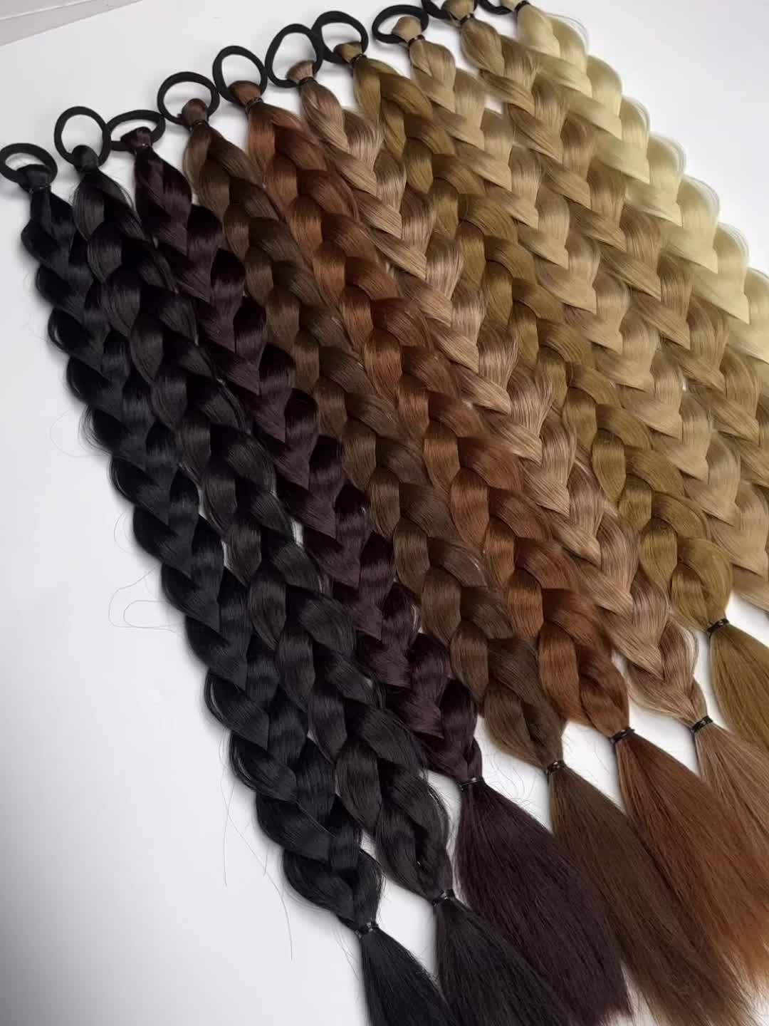 Extensions de queue de cheval longues tressées avec bande élastique en fibre synthétique pour cheveux 60,96 cm