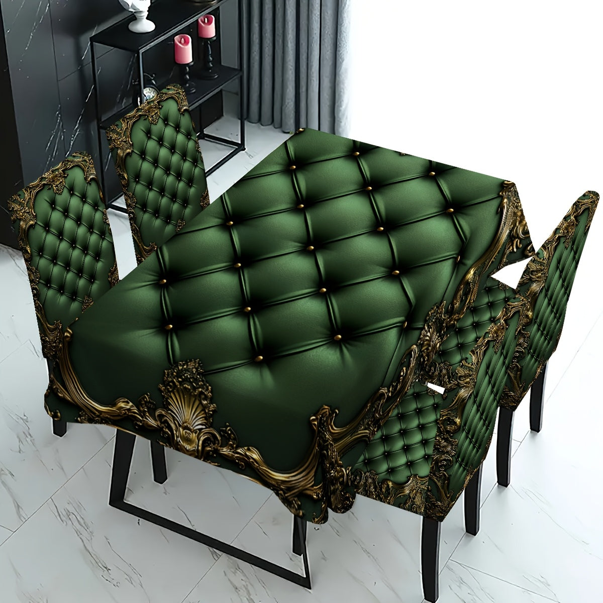 7 pièces Superbe ensemble de nappe rectangulaire + housse de chaise