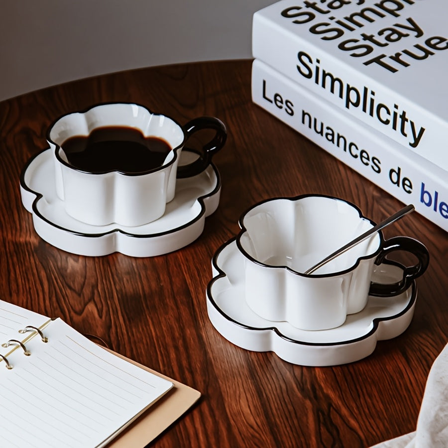 Ensemble tasse et soucoupe à café en céramique minimaliste nordique