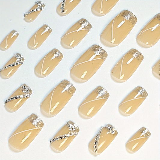 24 faux ongles carrés nude