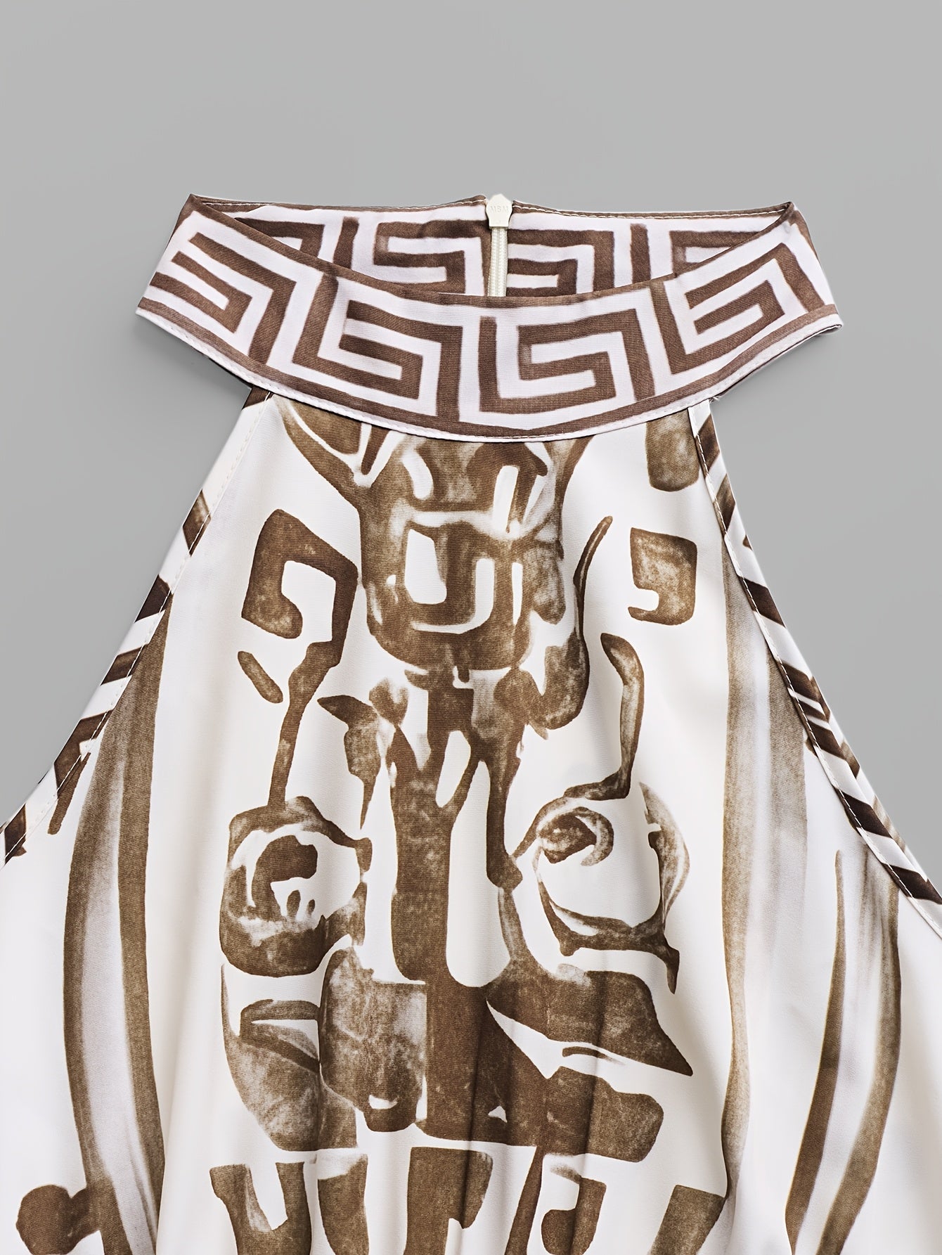 Combinaison élégante vintage sans manches à col rond