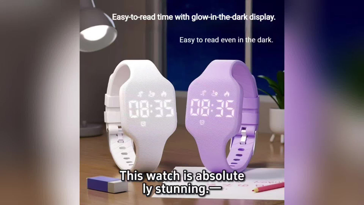 Montre FASSUN silencieuse à vibration avec réveil, compteur de pas, suivi des calories, moniteur de distance et minuteur - Recharge magnétique