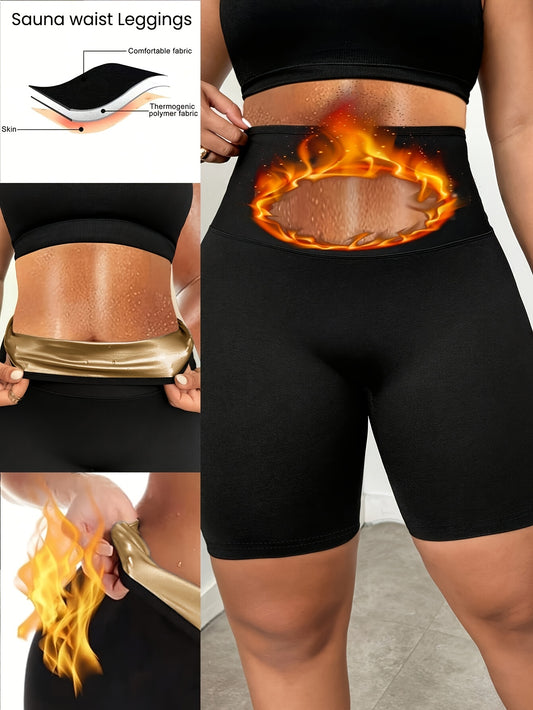 Women's High-Waisted Yoga Shorts with Waist Trimmer Technology - Sweat-Wicking 95% Polyester 5% Spandex, Tummy Control Workout Shorts for Running, Gym & Exercise - Black - Topdecheztop.fr