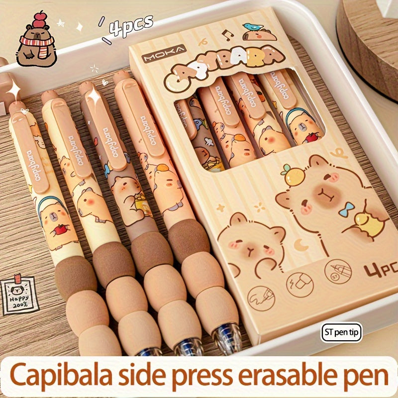 Stylos à encre gel effaçables Kapibara, 4 PCS