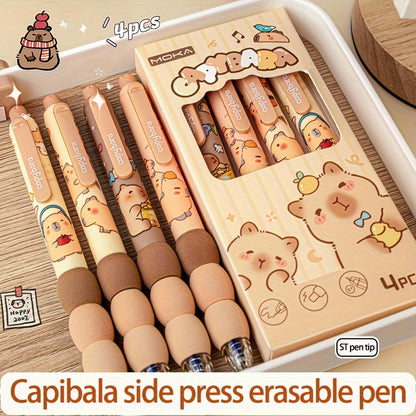 Stylos à encre gel effaçables Kapibara, 4 PCS