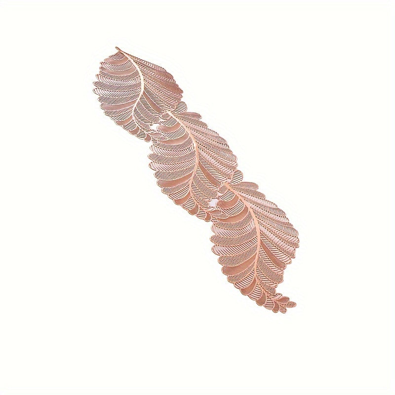 Leaf-Shaped PVC Hollow-Out Golden Stamping Non-Slip Table Runner - Decorative Plastic Table Runner 1pc for Dining and Coffee Table - Topdecheztop.fr