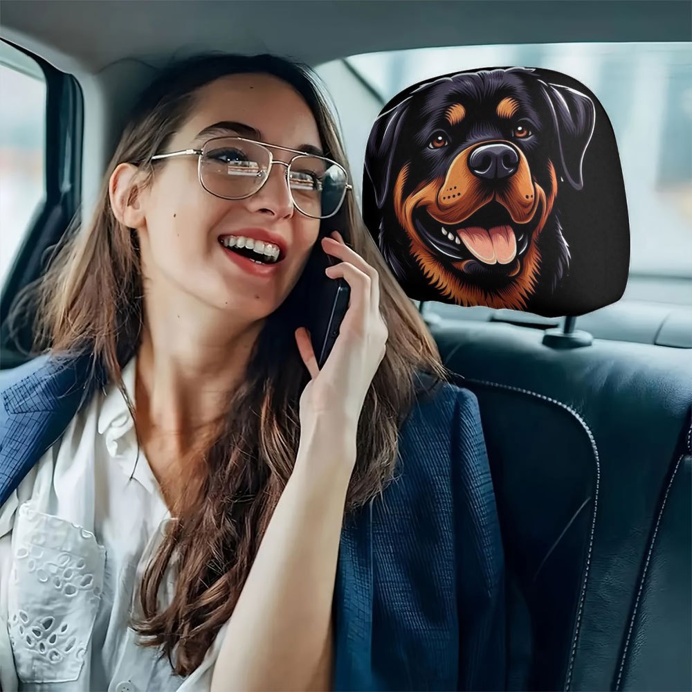 Lot de 2 housses d'appuie-tête de voiture à motif Rottweiler