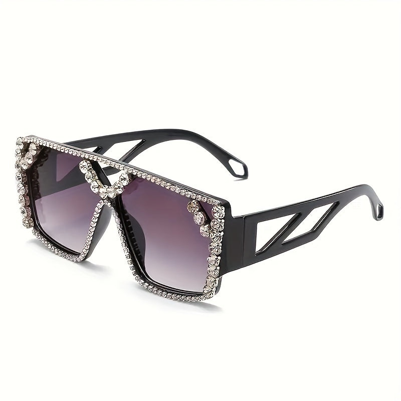 Lunettes de mode surdimensionnées carrées en strass 2