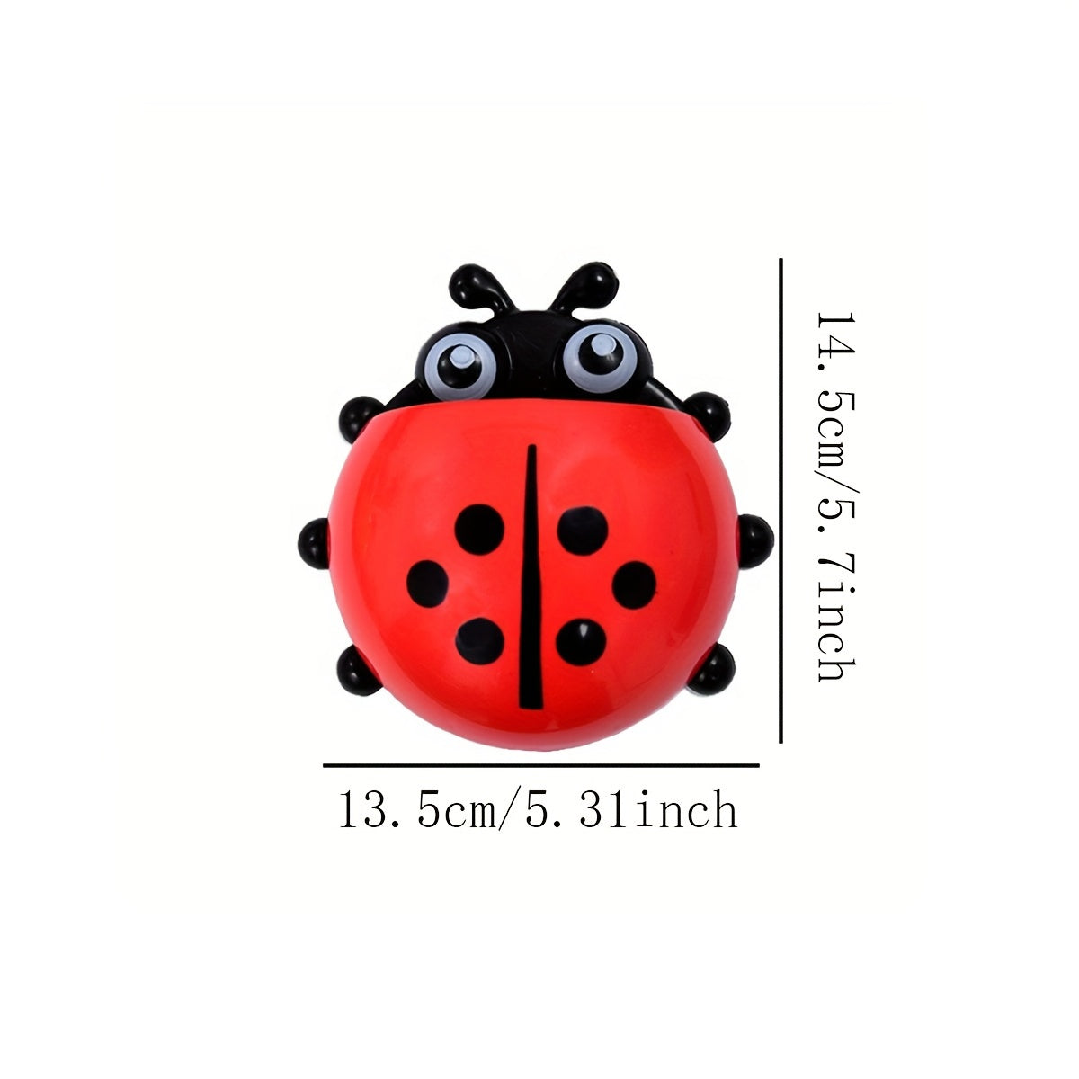 1pc Cute Ladybug Toothbrush Holder - No-Drill, Wall-Mounted Suction Cup Storage Rack for Bathroom Organization, Christmas/Halloween Gift Decoration - Topdecheztop.fr