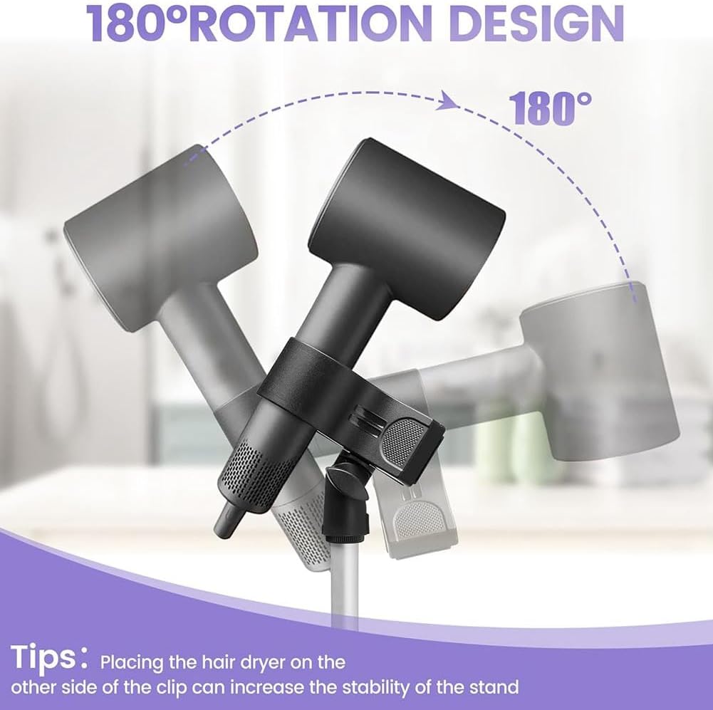 Clip Universel, Support de Sèche-Cheveux Réglable Rotatif à 360 Degrés, 29-59 Pouces avec Trépied.