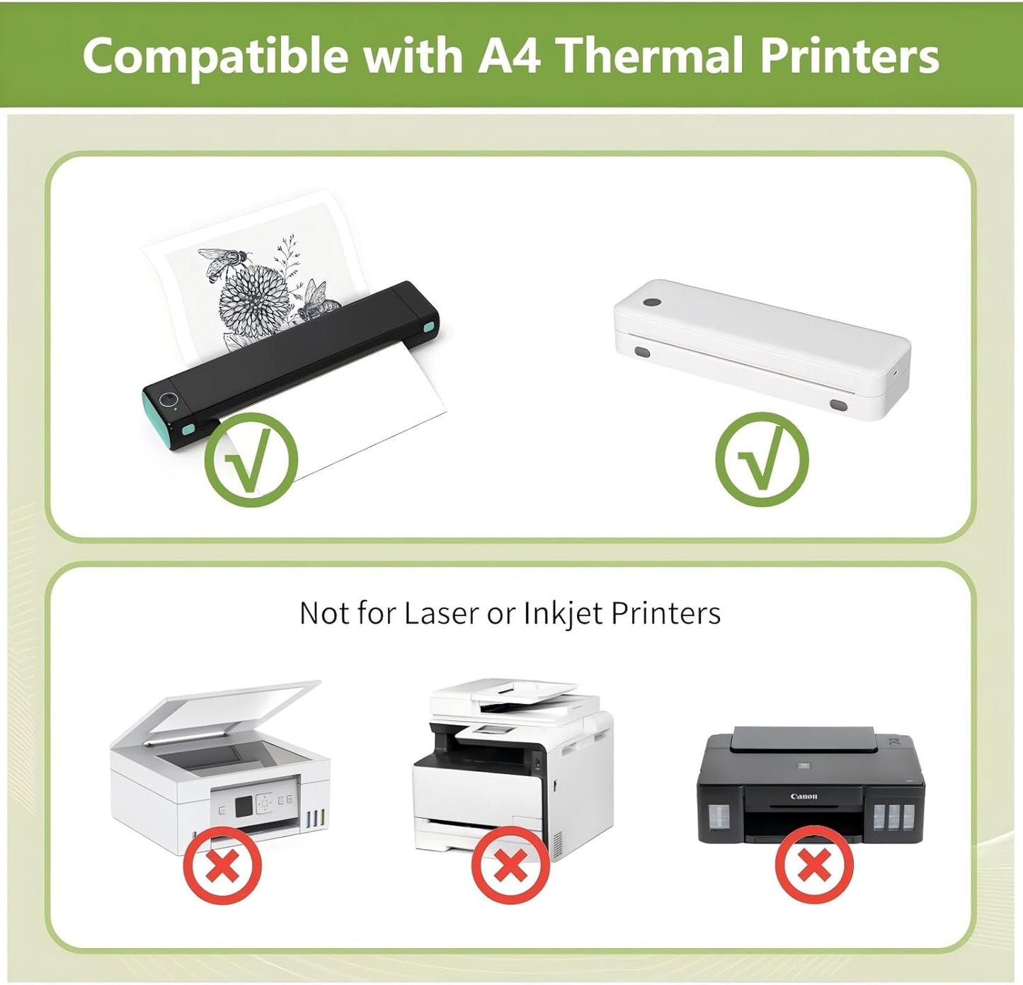 5 Rouleaux Papier Thermique A4, Papier Imprimante Thermique, Papier Thermique Blanc, Sans BPA, Séchage Rapide, pour Impression de Documents, Photos et Pages Web, 21cm x 6.2m, 21 Feuilles/Rouleau