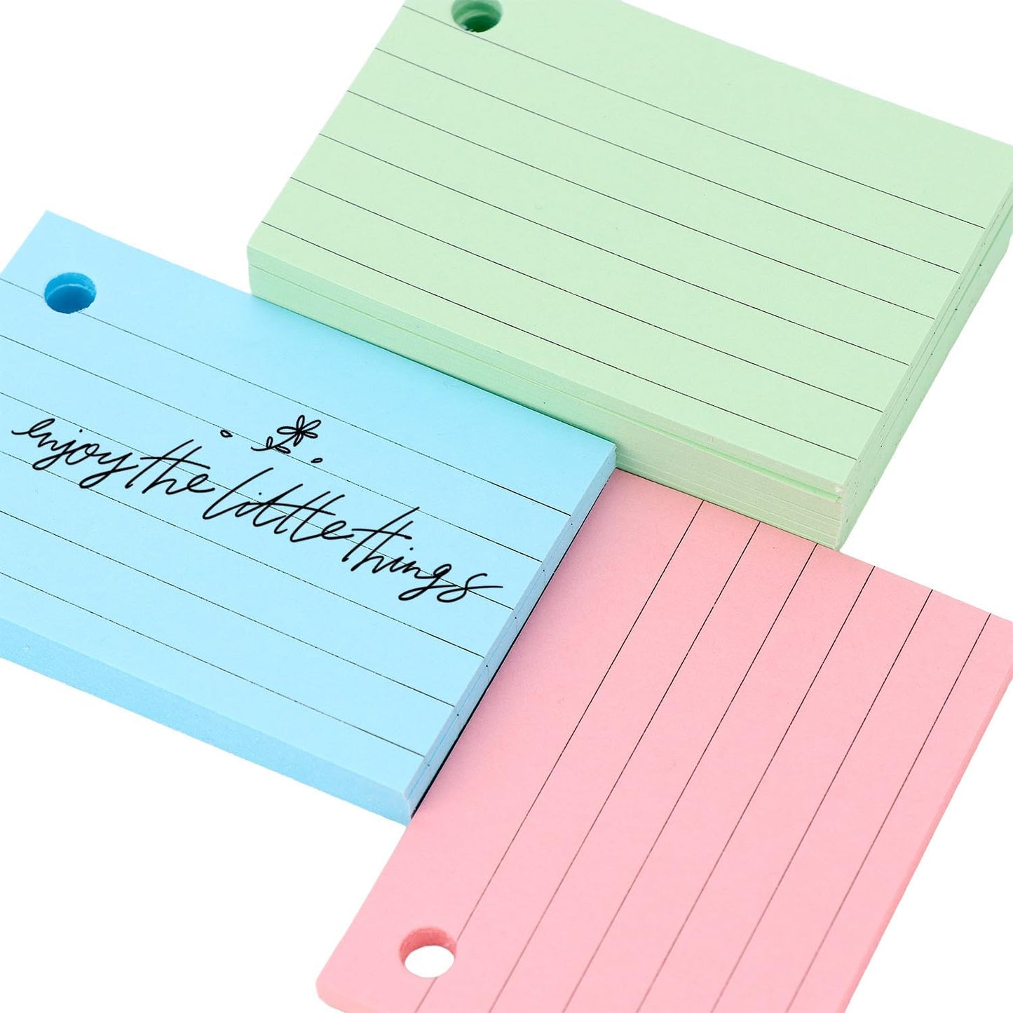 QWORK® 500 Pièces feuille bristol A8, flash card avec anneaux de liaison, 75x45mm cartes de vocabulaire, cartes d'apprentissage