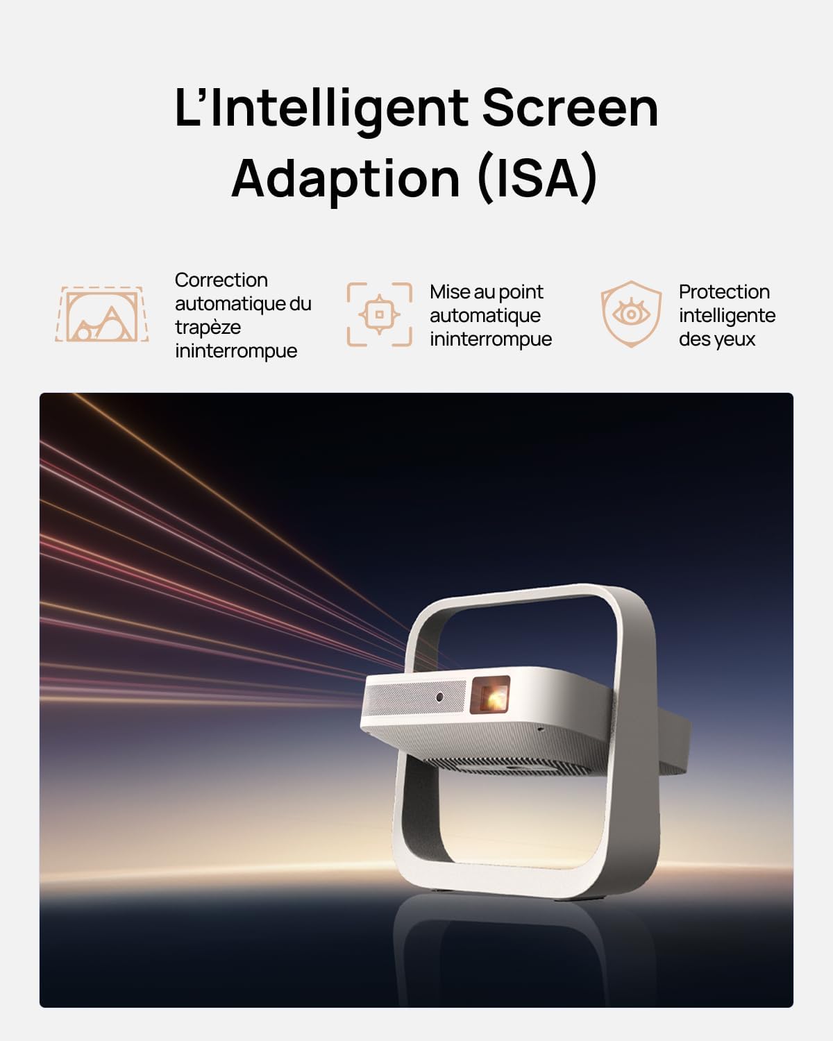 Vidéoprojecteur Portable XGIMI Elfin Flip Plus, 500 Lumens ISO, 1080P, Compatible avec Google TV avec Netflix sous Licence, Rotation à 150°, 2 x Haut-Parleur 3 W intégrés, Wi-FI, Bluetooth