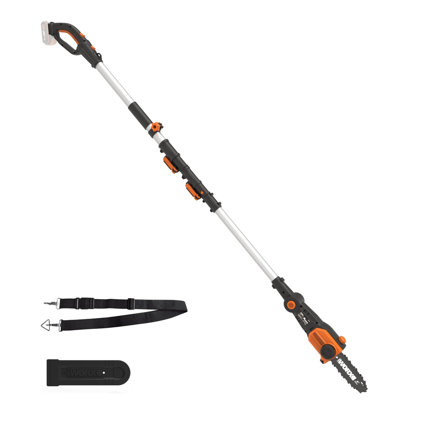 WORX Élagueuse, Tronçonneuse à Chaîne sans Fil 20V WG329E.9, Guide de 15 cm, Tension et Lubrification Automatiques, Assure des Coupes en toute Sécurité au Sol, Livrée sans batterie ni chargeur