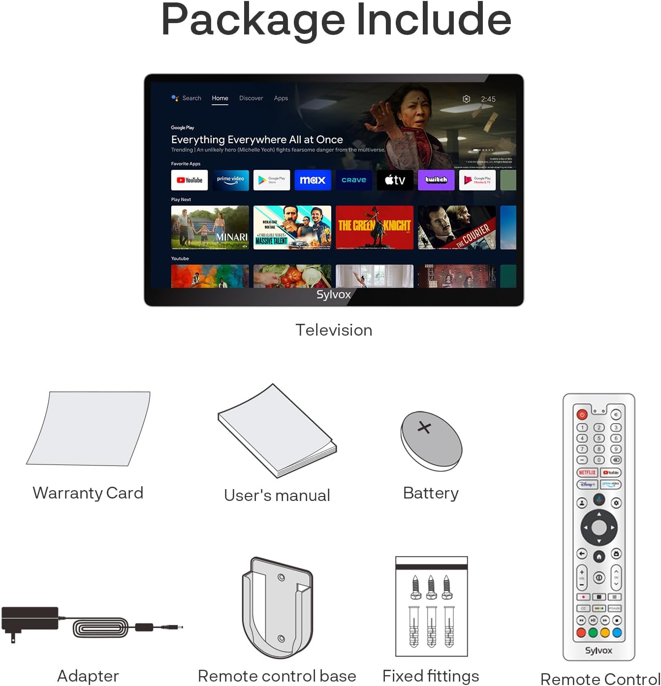 SYLVOX TV Pliable 15,6" (40 cm) - Smart Google TV Full HD 1080P, Écran Pivotant +/-45°, Pliage 90°, WiFi/Bluetooth, DVB-T2/C/S2, DC12V - pour Cuisine, Chambre, Camping-Car (Garantie 2 Ans)