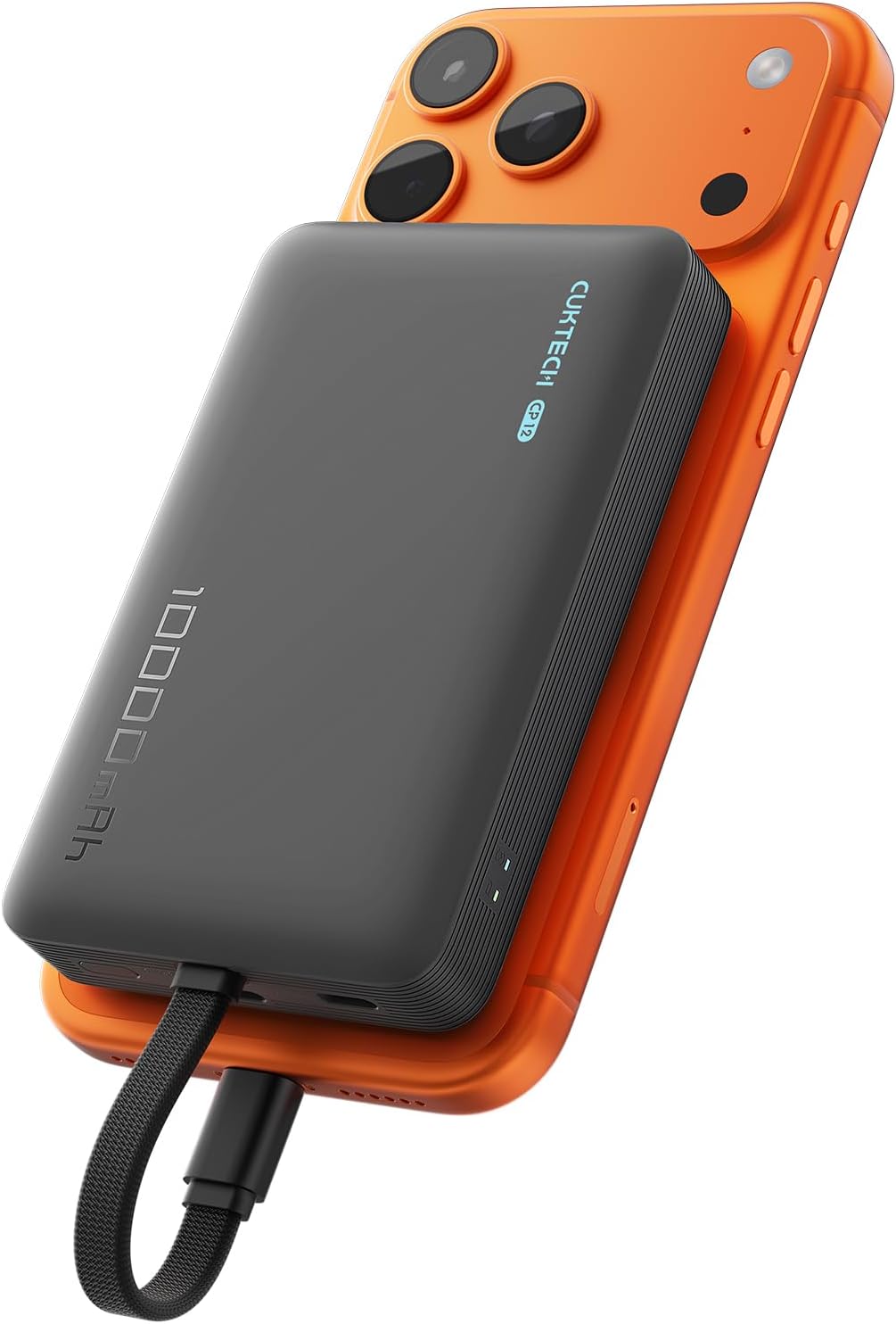 CUKTECH CP12 Batterie Externe Magnétique 10000mAh avec Câble Intégré USB C, Power Bank Portable Charge Rapide 22.5W Filaire et 7.5W sans Fil MagSafe pour iPhone 16/15/14/13/12, Samsung, AirPods