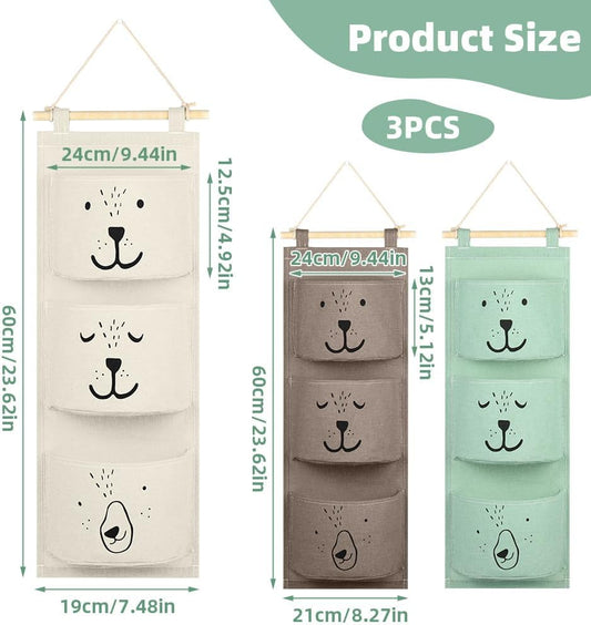 AOOWU Rangement Suspendu, Organisateur Mural en Tissu pour Porte, Empilable 3 Couches Sac Suspendu, Imperméable Large Poche Organisateur pour Chambre à Coucher Salle De Bains Cuisine Bureau Garde-Robe