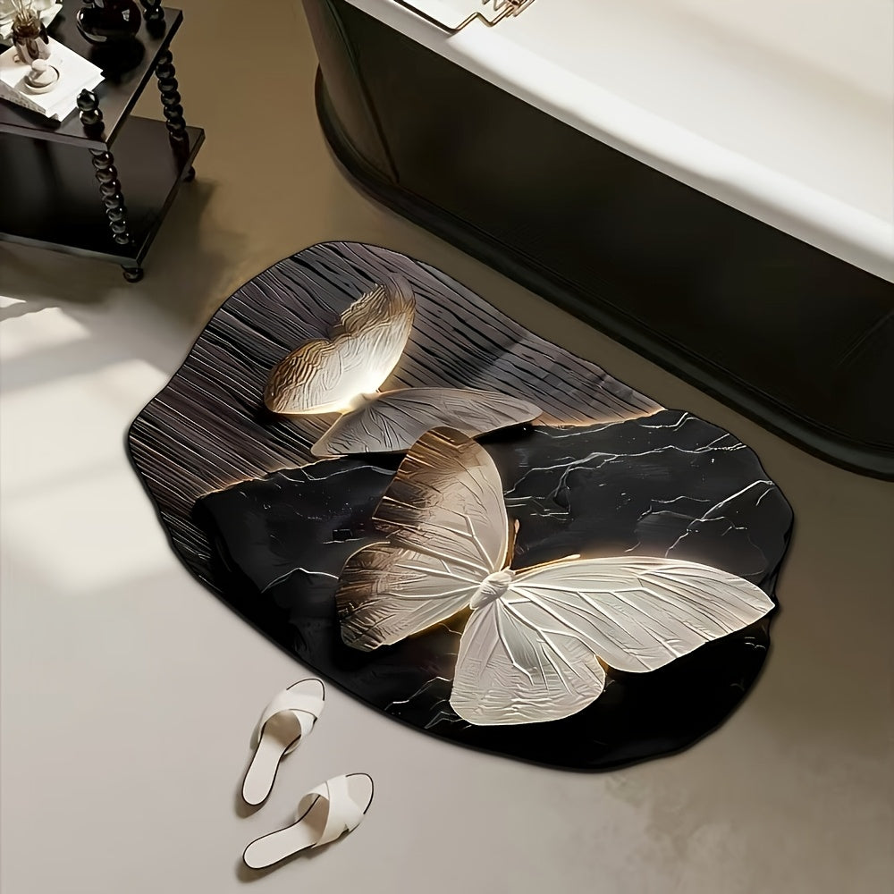 Tapis de bain papillon à motif floral