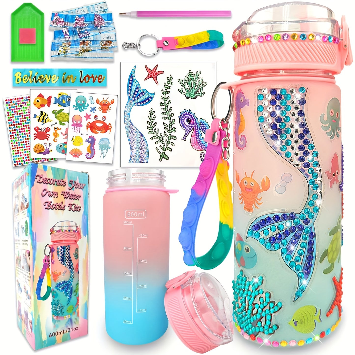 Kit de bricolage pour bouteilles d'eau de 600 ml avec autocollants - Topdecheztop.fr