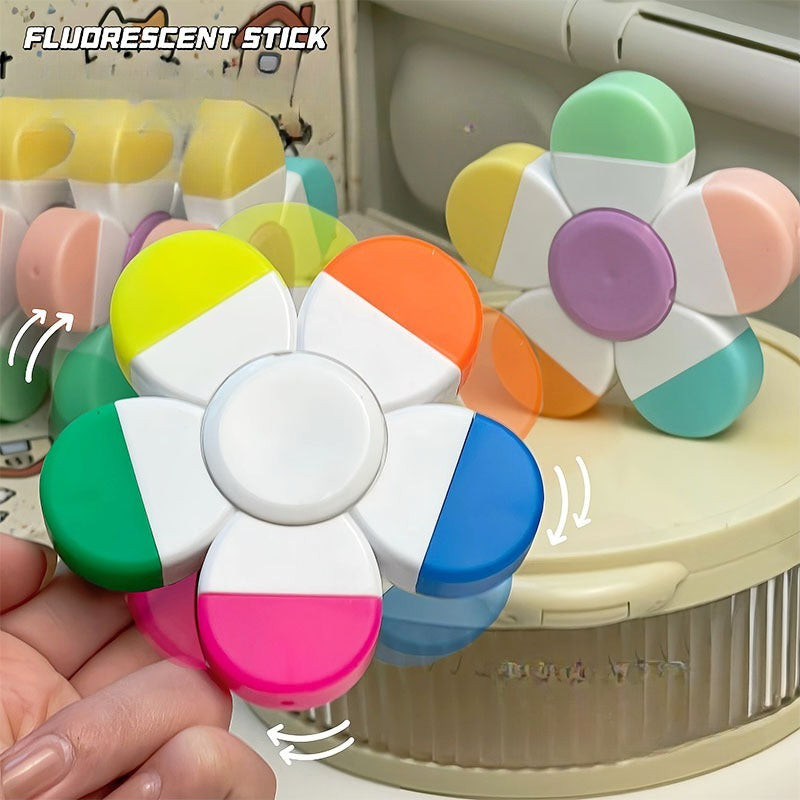 Surligneurs créatifs en forme de fleur, 5 couleurs en 1, stylo à dessin pour le journaling, la décoration