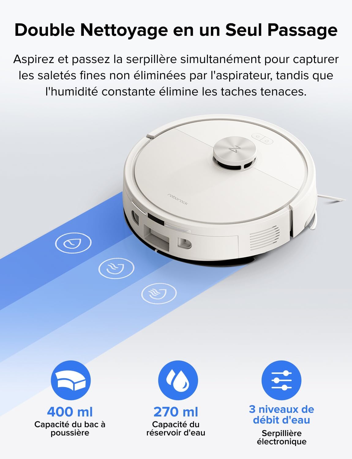 roborock Q7 L5 Aspirateur Robot, 8000 Pa Aspiration HyperForce, Double Anti-emmêlement, Navigation LiDAR Précise, Zone Interdite Intelligente, Cartographie Multi-Niveaux, Recharge Auto, APP/Alexa