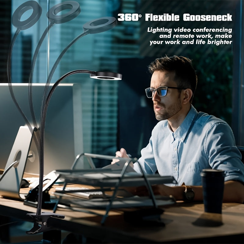 Lampe de bureau LED loupe intégrée (1 pièce), lampe à pince LED, 3 modes d'éclairage