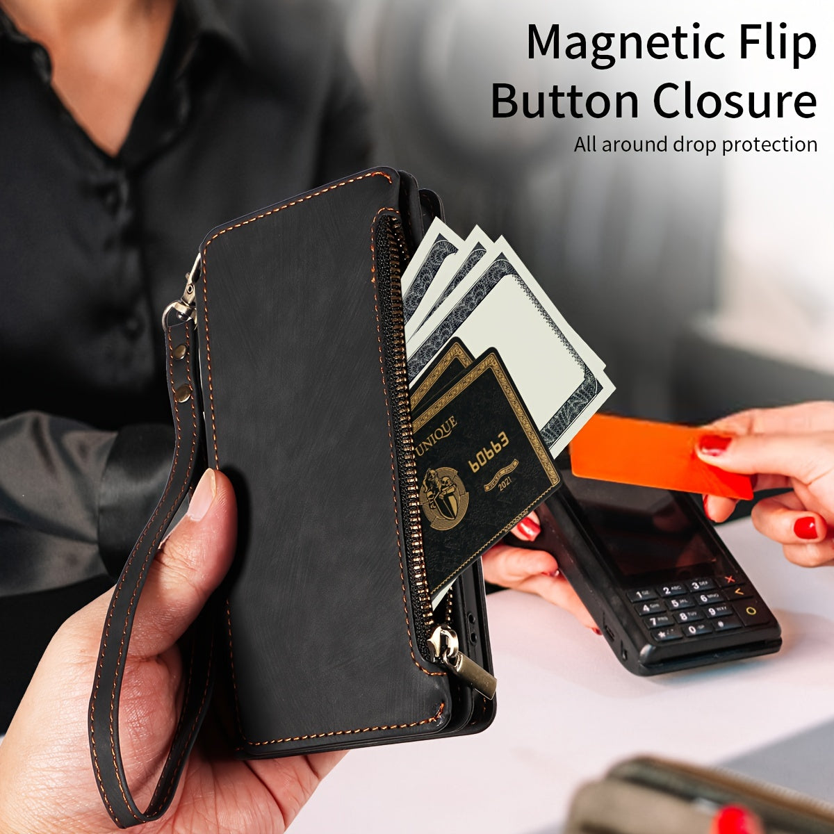 Étui portefeuille rétro en similicuir