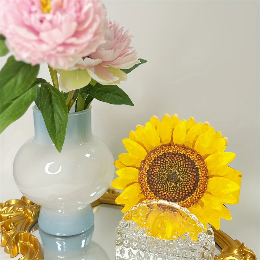 Serviettes jetables en papier imprimé tournesol, lot de 20 pièces - Topdecheztop.fr