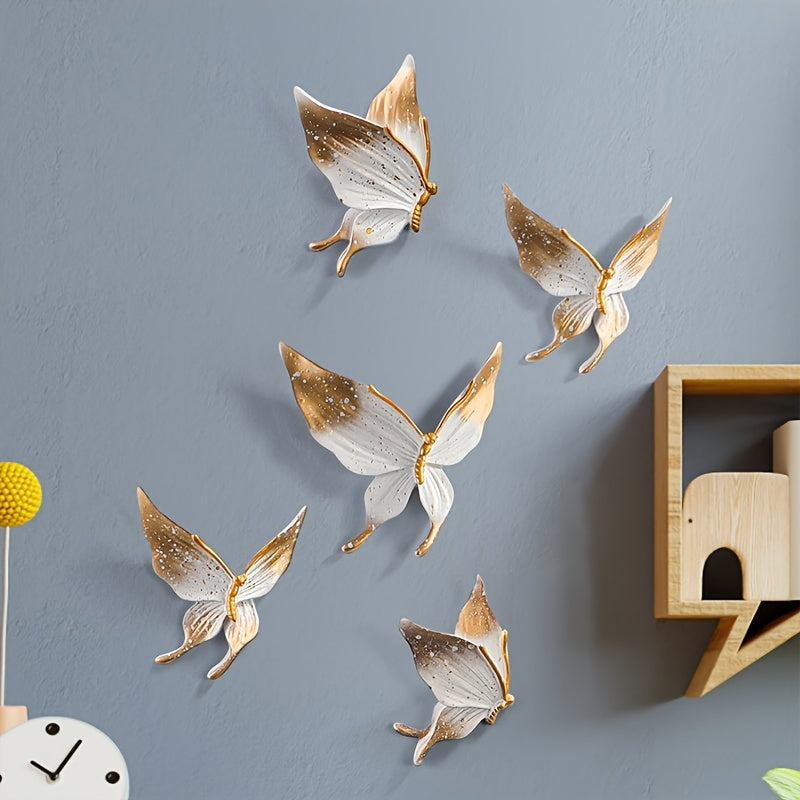 Lot de 5 autocollants muraux papillons 3D en résine - Topdecheztop.fr