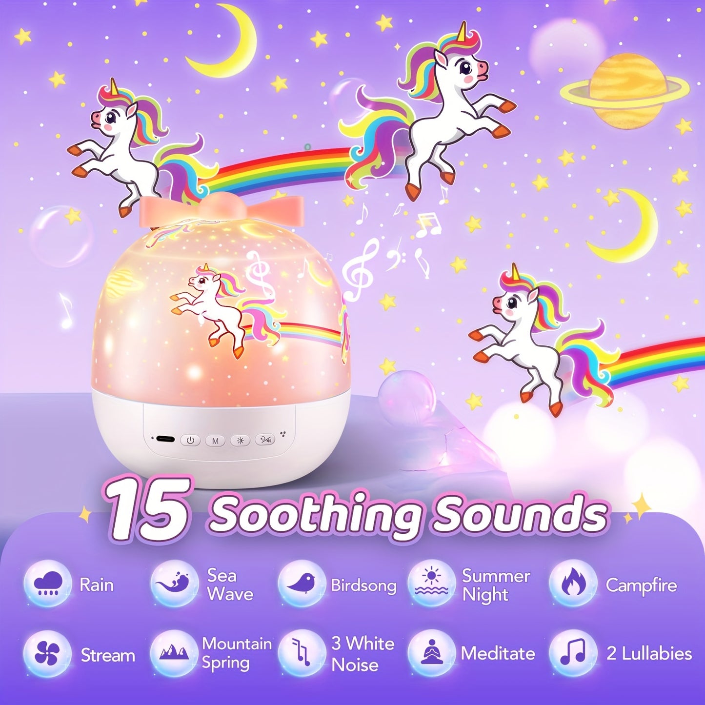 Adorable projecteur veilleuse au design étoilé, avec 15 films et 10 options - Topdecheztop.fr