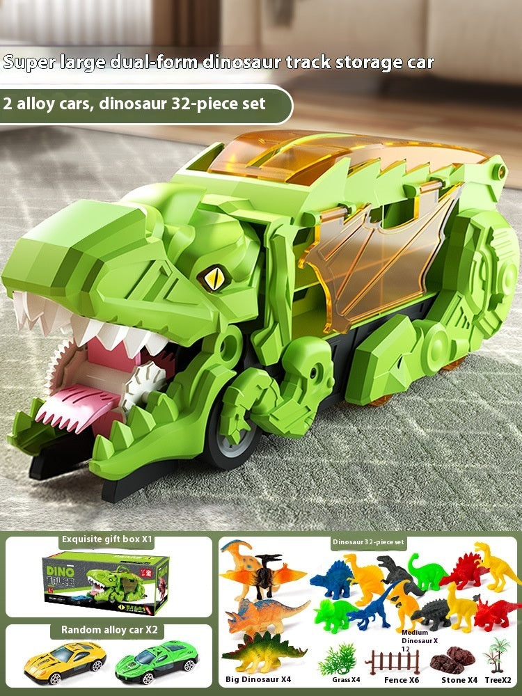 Jouet Tyrannosaurus Rex en forme de dinosaure avalant une voiture Vert avec 2 voitures 32 dinosaures