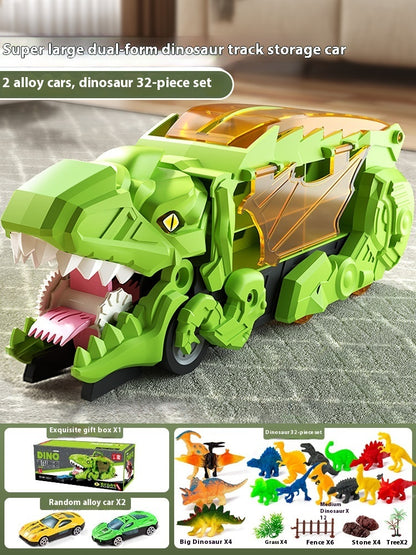 Jouet Tyrannosaurus Rex en forme de dinosaure avalant une voiture Vert avec 2 voitures 32 dinosaures