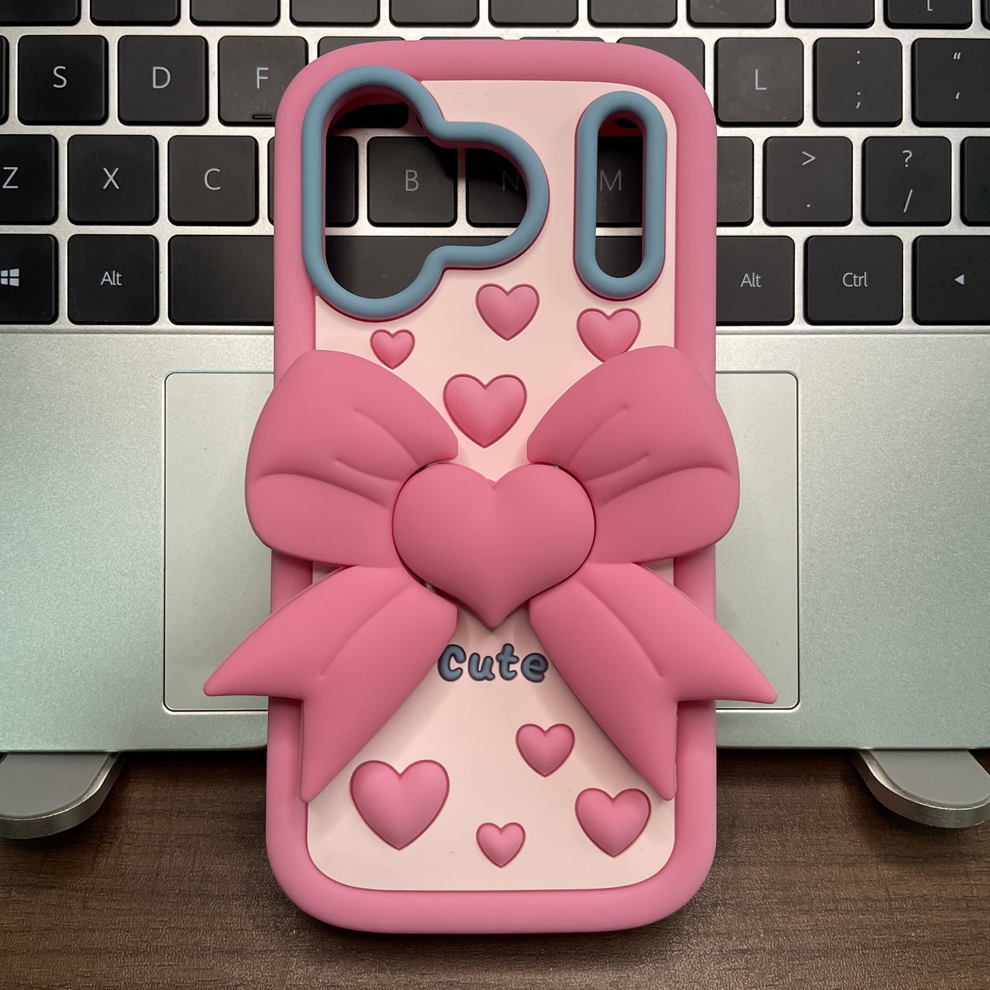 Coque de téléphone - 1 coque pleine écran avec support et motif cœur, compatible avec iPhone