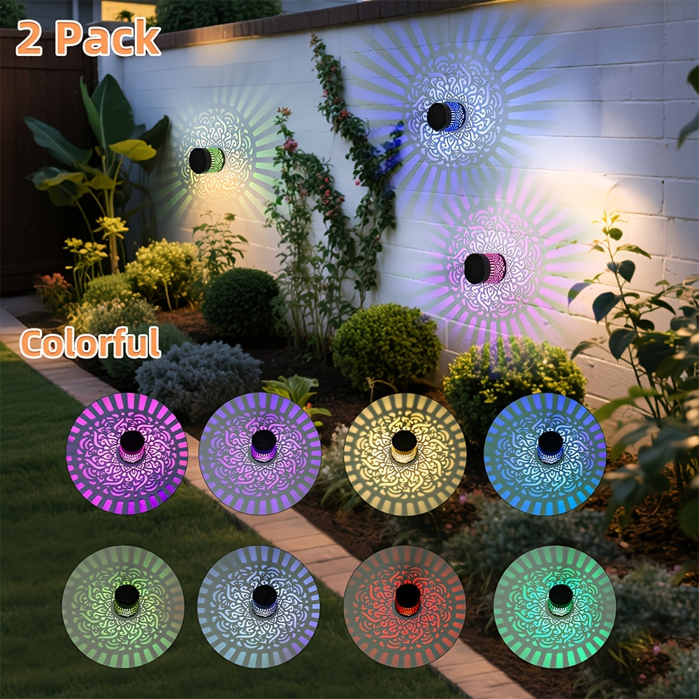 Lot de 2 appliques solaires murales d'extérieur avec changement de couleur RGB