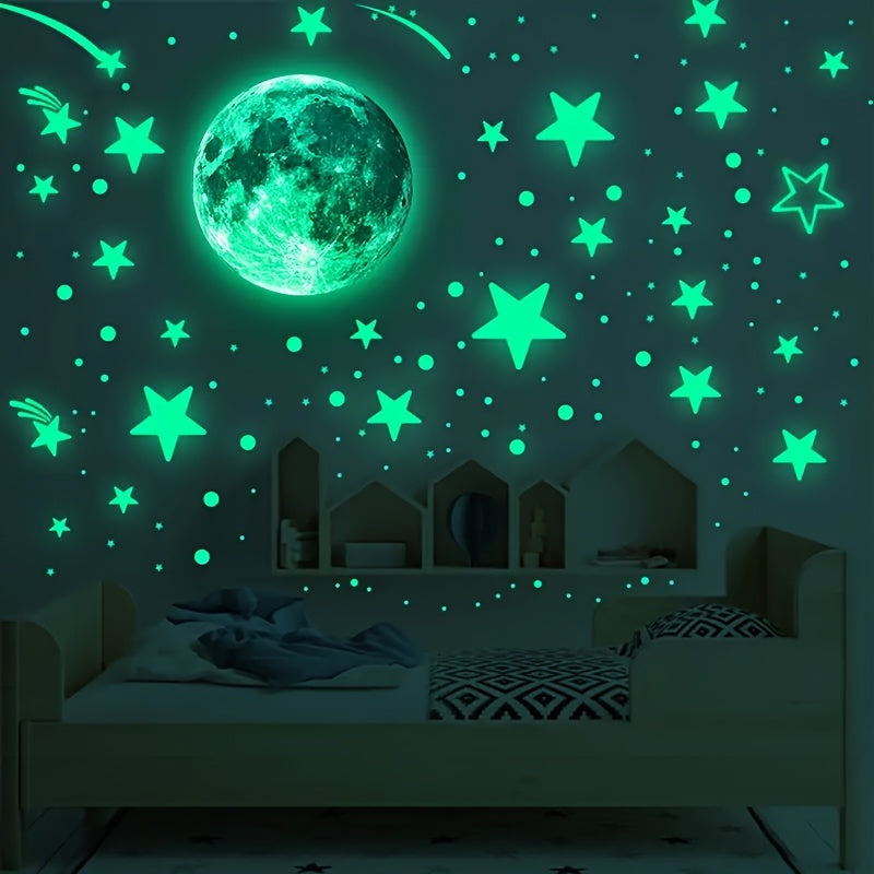 Autocollants muraux phosphorescents étoiles et lune - Topdecheztop.fr