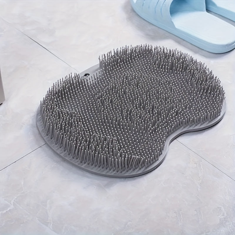 1pc Foot & Back Shower Scrubber, Silicone Bath Massage Pad, Wall Mounted Body Back Scrubber, Silicone Bath Massage Cushion Brush With Non-Slip Suction Cups, Deep Cleansing Body Skin Tool, Bathroom Accessories - Topdecheztop.fr