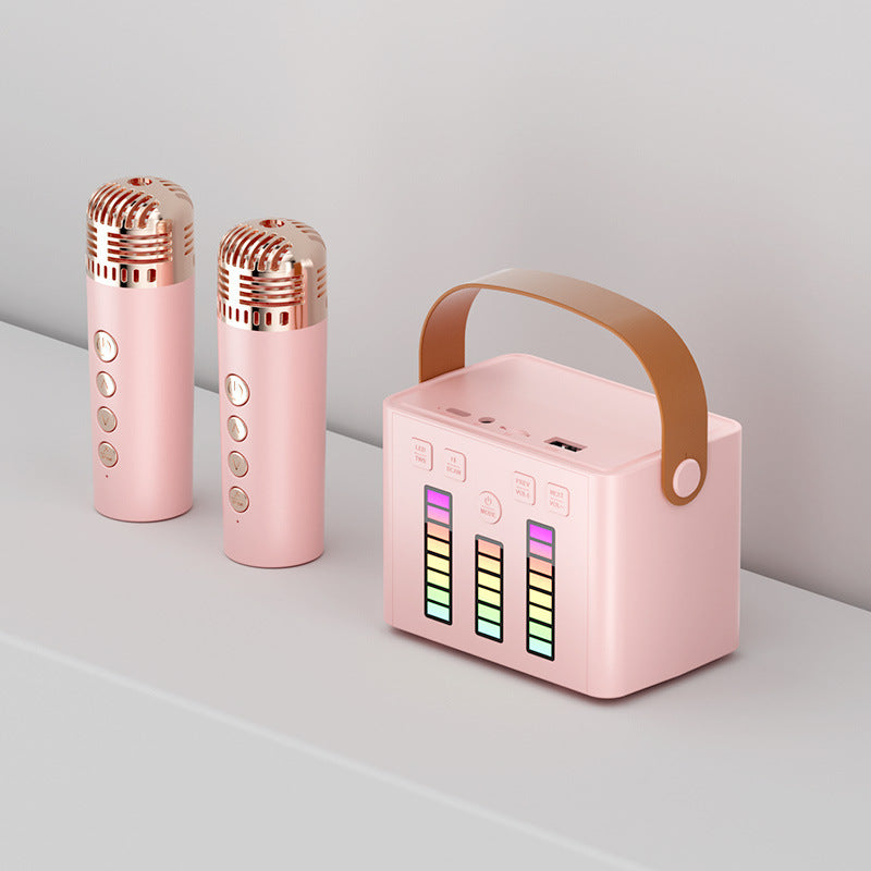 Enceinte Bluetooth sans fil familiale KTV Microphone lumineux coloré