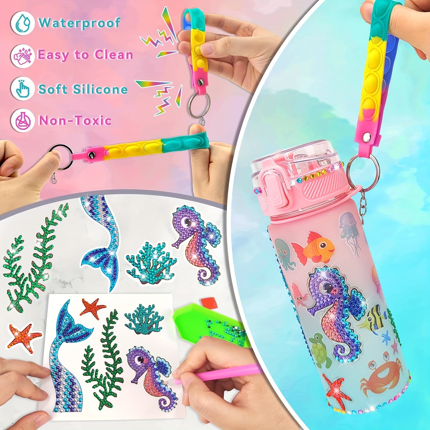 Kit de bricolage pour bouteilles d'eau de 600 ml avec autocollants - Topdecheztop.fr