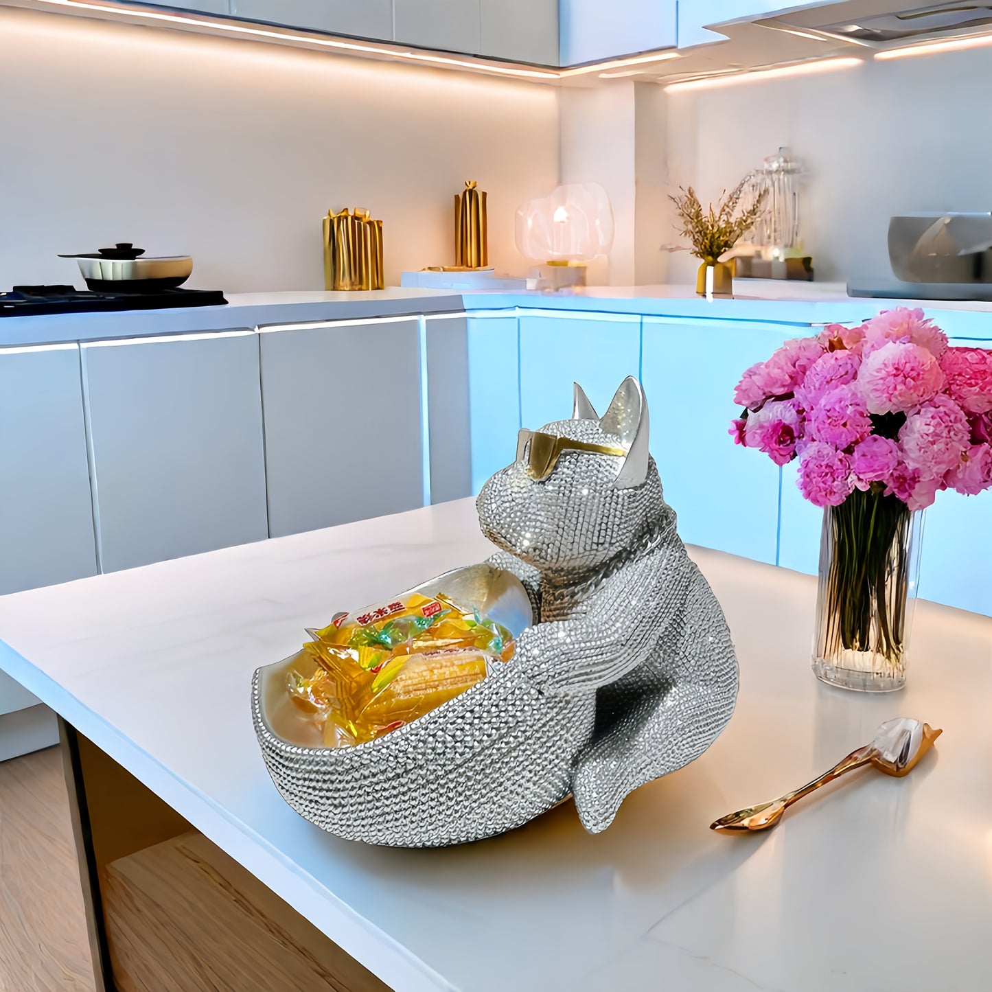 Statuette de chien élégante avec lunettes (1 pièce) - Décoration