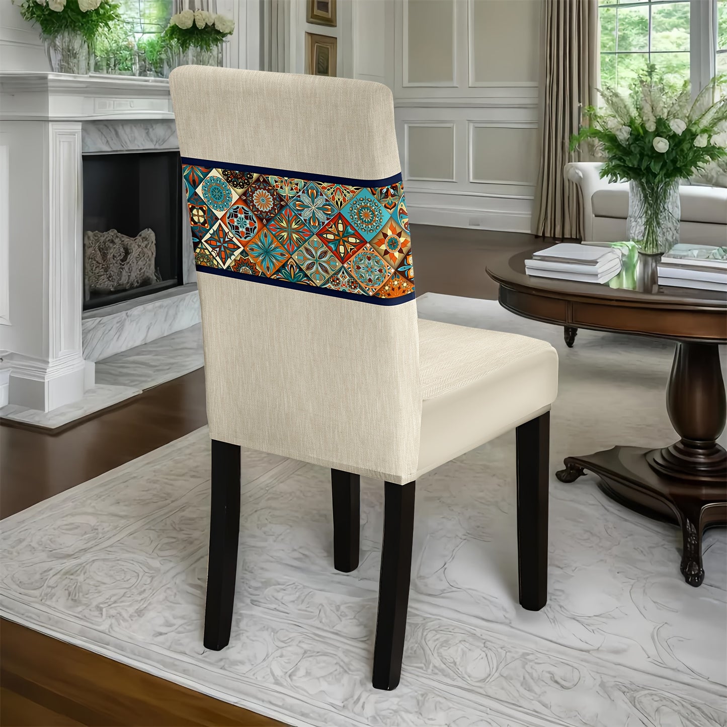 7 pièces Superbe ensemble de nappe rectangulaire + housse de chaise