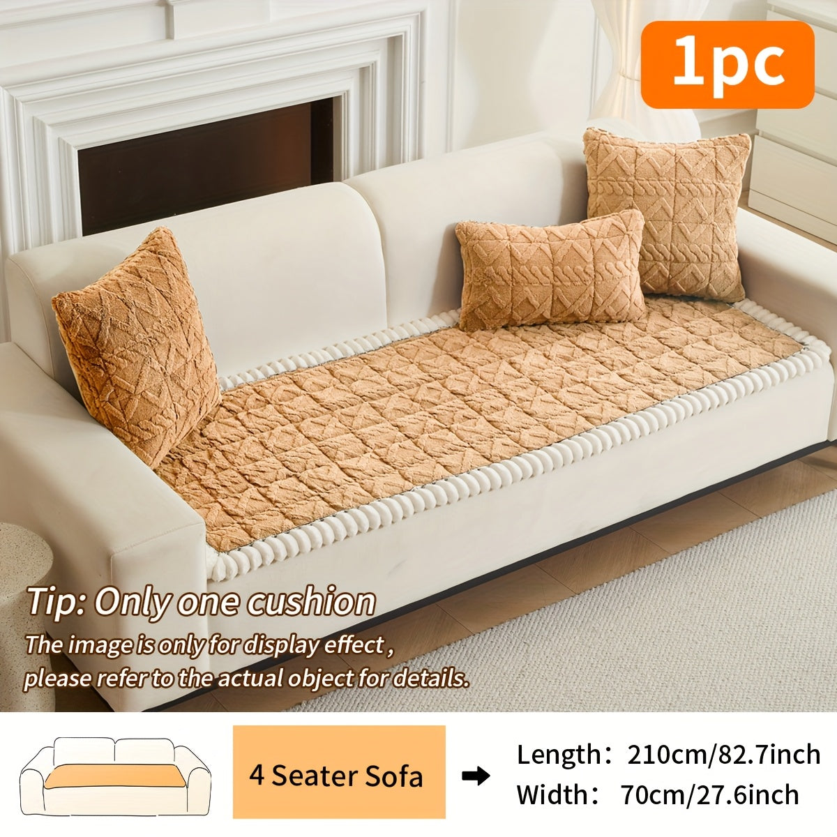 Coussin de canapé matelassé doux (1 pièce), housse de canapé épaisse en polyester pour plus de chaleur en automne et en hiver, décoration intérieure adaptée aux canapés 2, 3 ou 4 places.