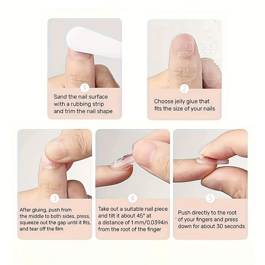 Faux ongles transparents brillants de longueur moyenne